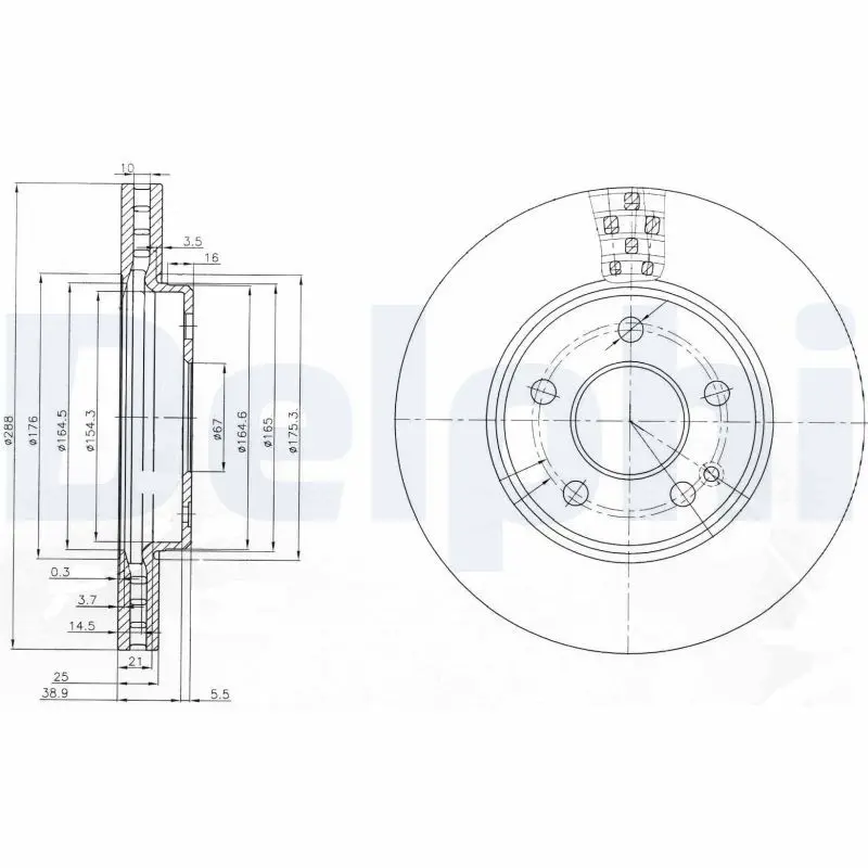 DELPHI BG3909 Тормозной диск