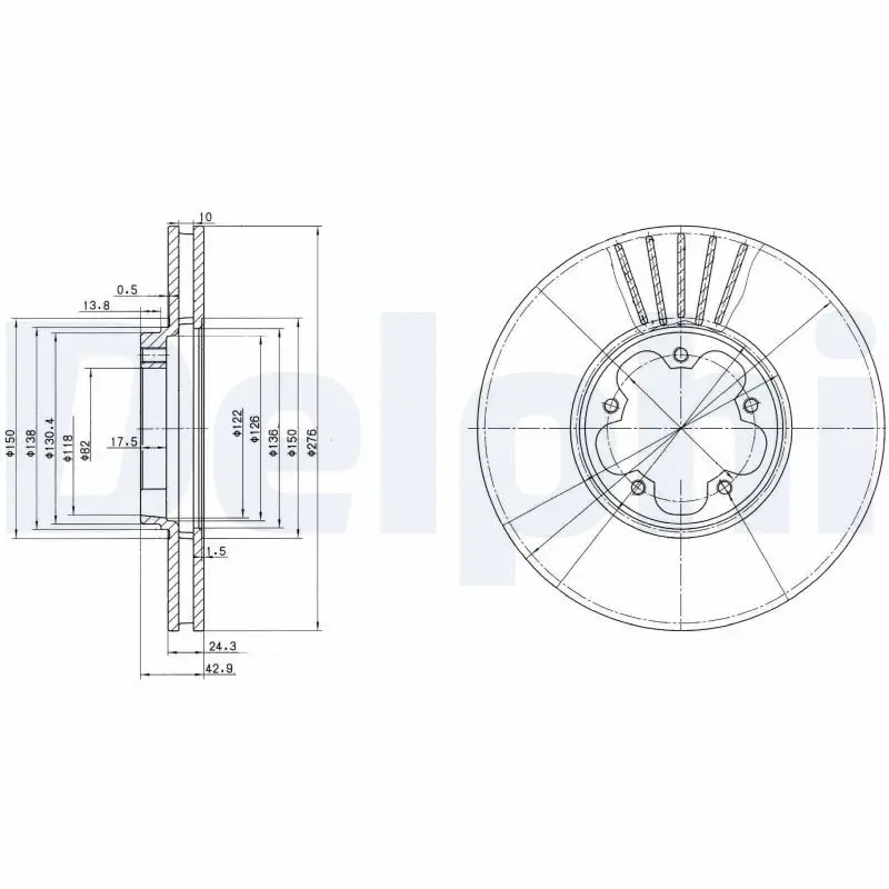Delphi BG3676 Тормозной диск