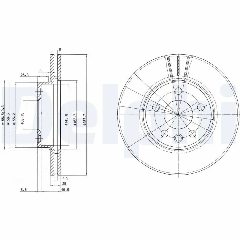 DELPHI BG3025 Диск тормозной задний