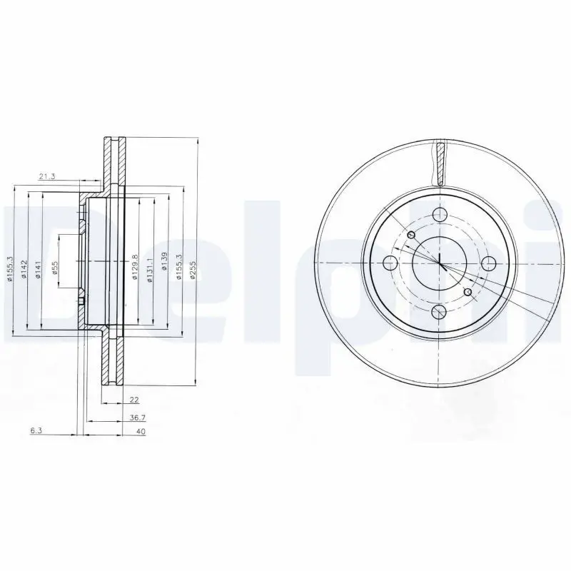 DELPHI BG4053 Тормозной диск