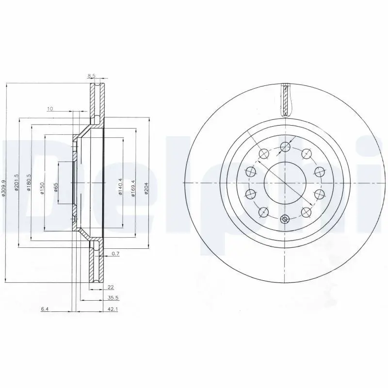 DELPHI BG3975 Тормозной диск