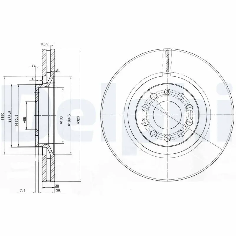 DELPHI BG3714 Тормозной диск
