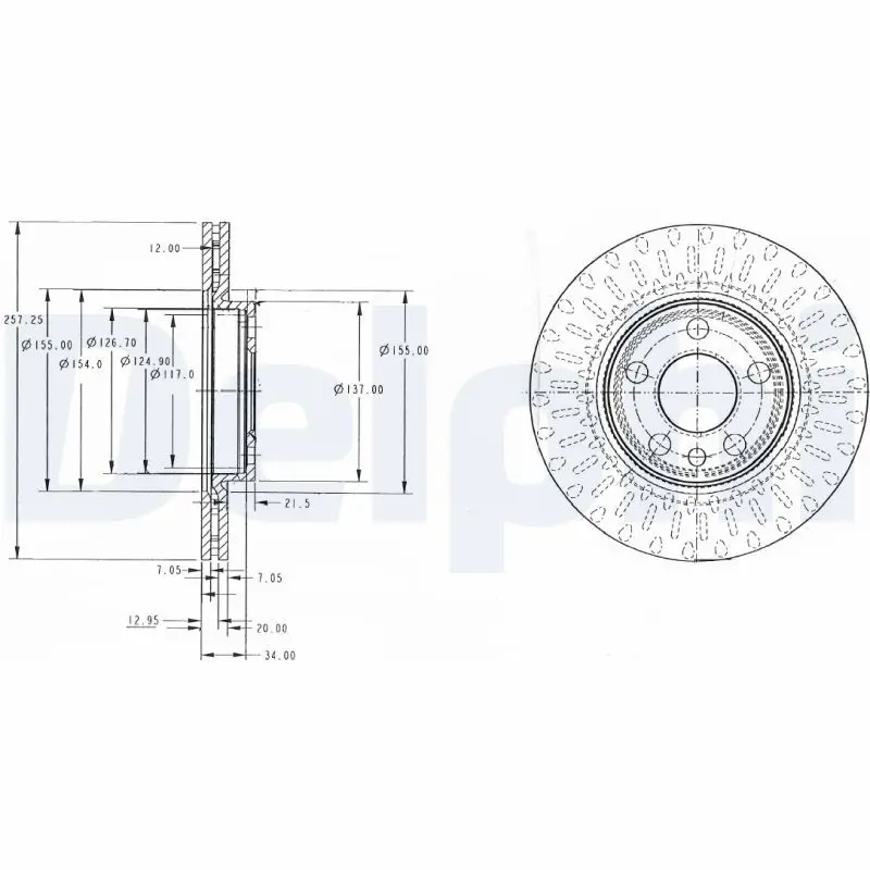 DELPHI BG3222 Тормозной диск