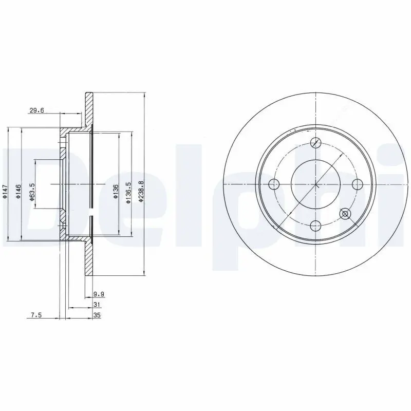 DELPHI BG2439 Торм диск передн 239 5X10 4