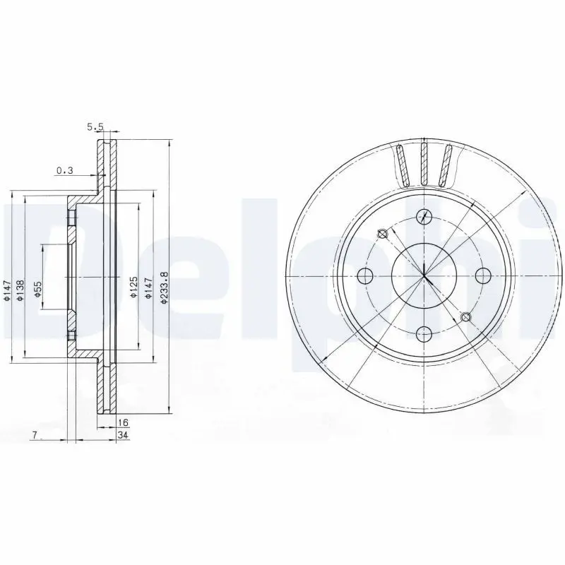 Delphi BG3555 Тормозной диск