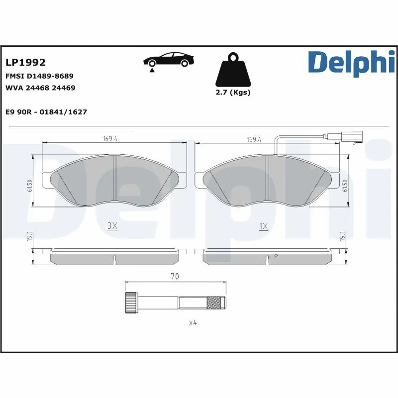Delphi LP1992 Колодки тормозные PEUGEOT
