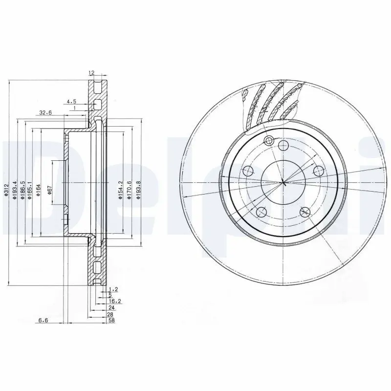 DELPHI BG3756 Тормозной диск