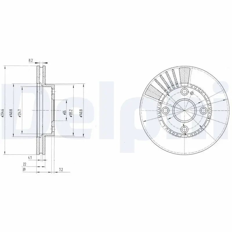 DELPHI BG3508 Торм диск переднвент 235X22 4