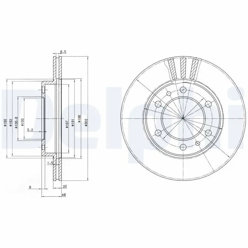 DELPHI BG2591 Тормозной диск