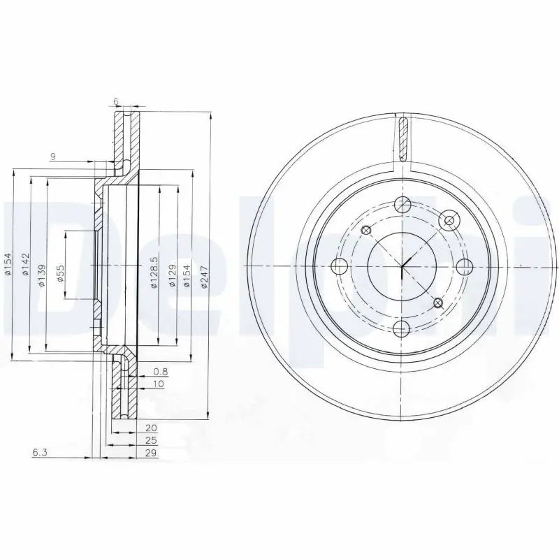 DELPHI BG3976 Диск тормозной передний