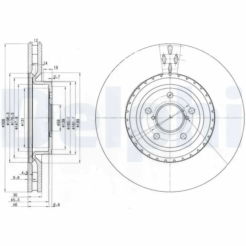 DELPHI BG3818 Тормозной диск