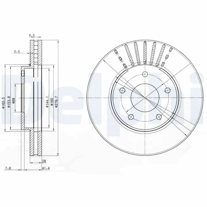 Delphi BG3816 Тормозной диск
