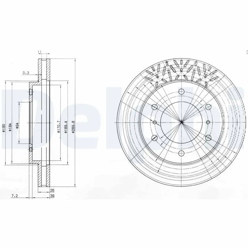 DELPHI BG3812 Тормозной диск