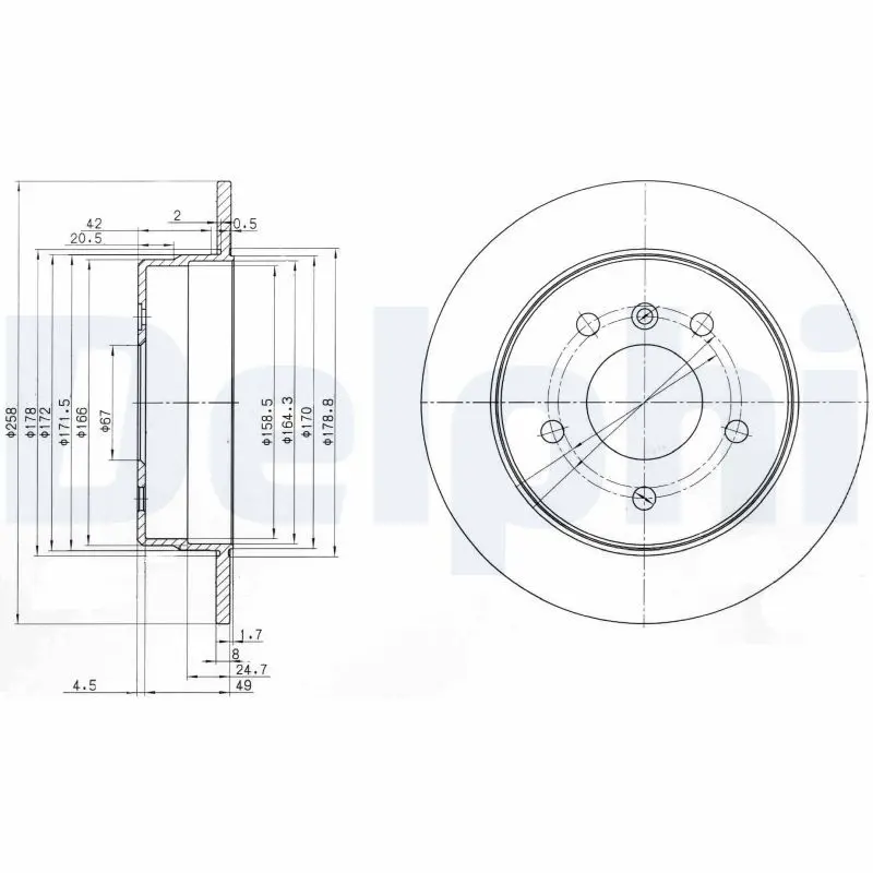 DELPHI BG3710 Тормозной диск