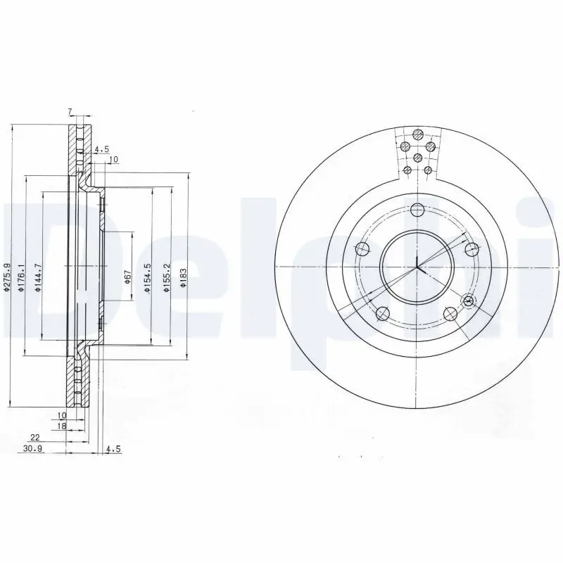DELPHI BG3829 Тормозной диск