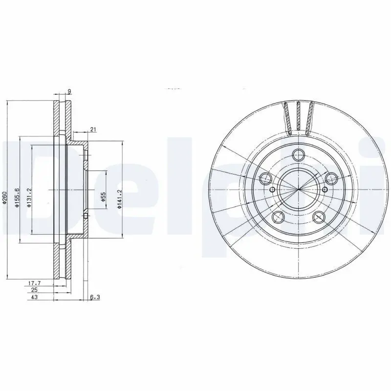 DELPHI BG3347 Диск тормозной