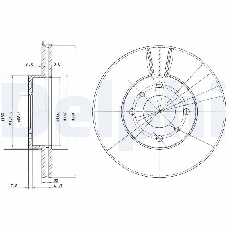 Delphi BG3596 Диск тормозной передний