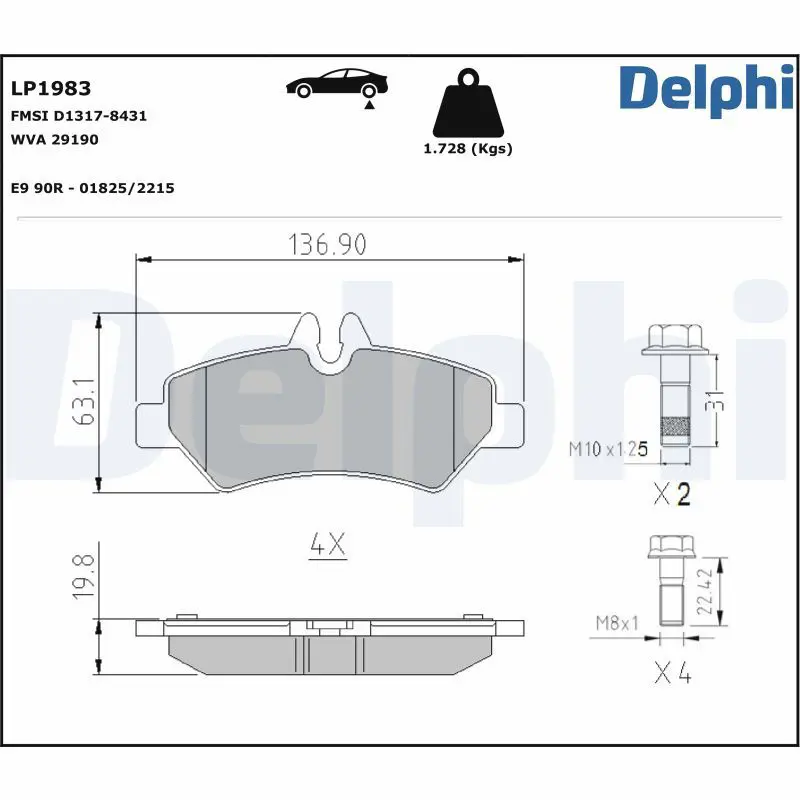 Delphi LP1983 Колодки тормозные MERCEDES