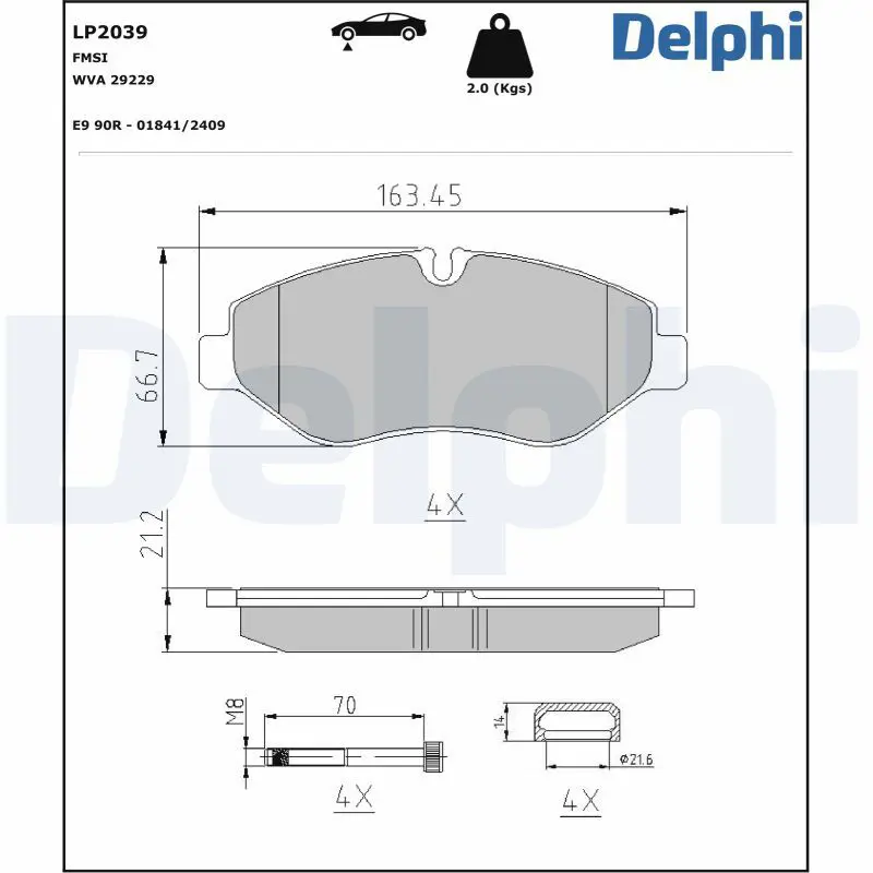 DELPHI LP2039 Колодки торм.пер.