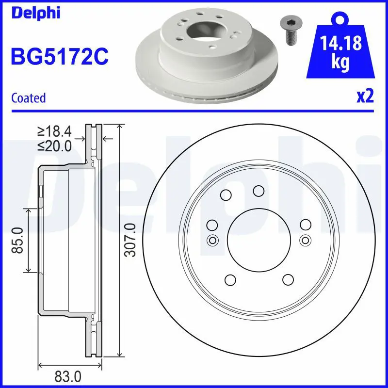 DELPHI BG5172C Тормозной диск