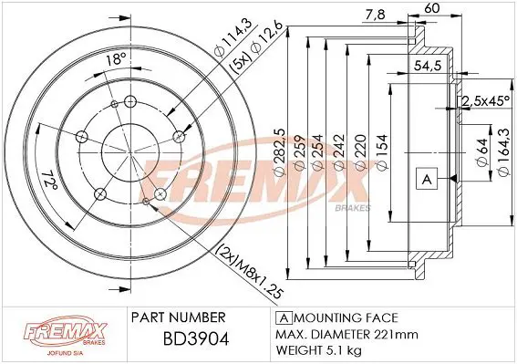 BD-3904 Тормозной барабан