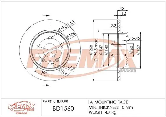 BD1560 ДИСК ТОРМОЗНОЙ ЗАДНИЙ