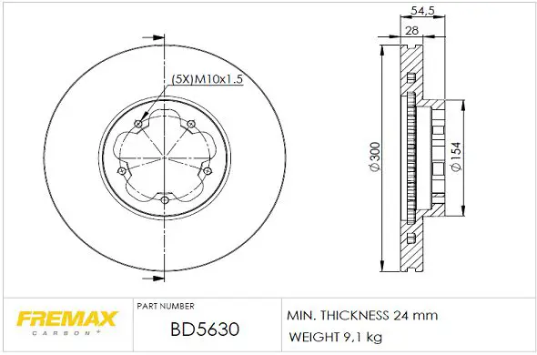 BD5630 ДИСК ТОРМОЗНОЙ ПЕРЕДНИЙ FORD