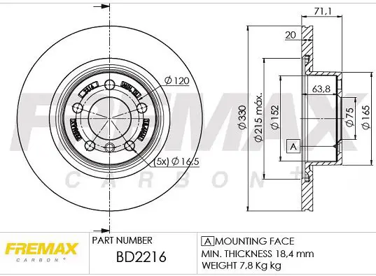 BD2216 ДИСК ТОРМОЗНОЙ BMW
