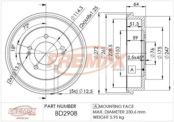 FREMAX BD2908 Тормозной барабан