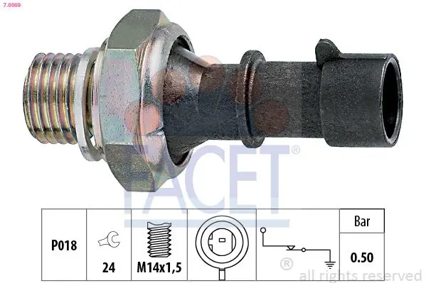 Facet 70069 Датчик давл.масла Chevrolet