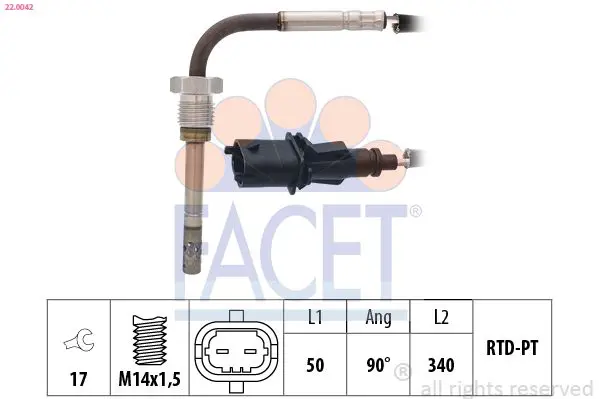 FACET 220042 Датчик, температура выхлопных