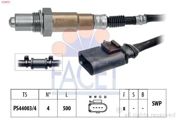 FACET 108072 Лямбда-зонд Audi/Seat/Skoda/VW