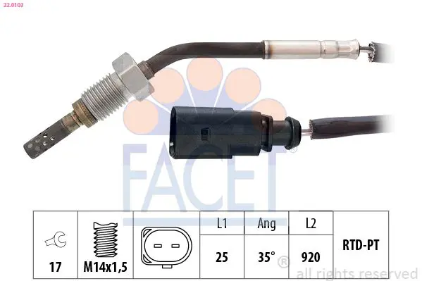 FACET 220103 Датчик, температура выхлопных