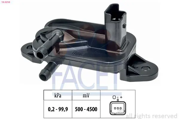 FACET 103316 Датчик, давление выхлопных