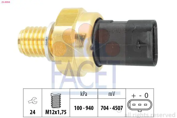 FACET 250004 Датчик, давление масла