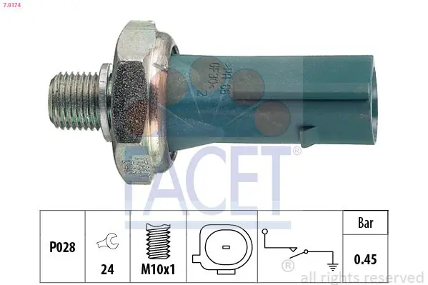 7.0174 FACET Датчик давления масла VW AUDI