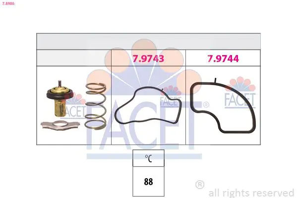 FACET 78986 Термостат, охлаждающая