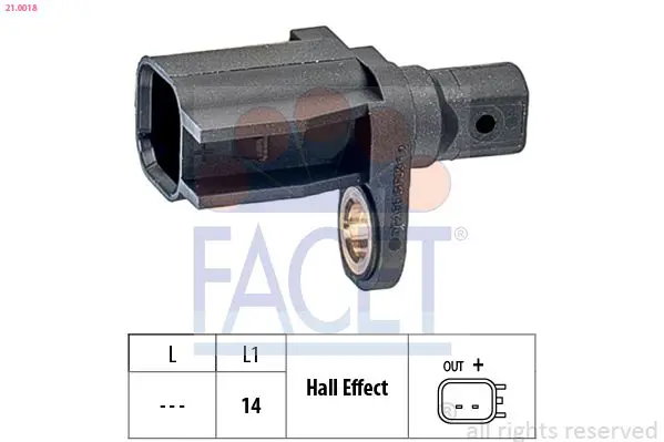 FACET 210018 Датчик ABS задний двухсторон.