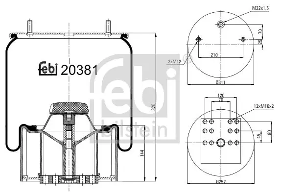 FEBI 20381 Пневморессора 881 MBP30 в