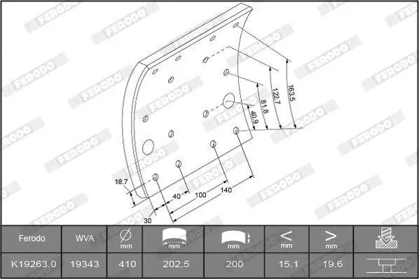 FERODO K192630F3653 Комплект колодки тормозной