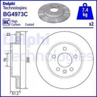 2x диск тормозной 300x22 delphi bg4973c
