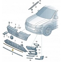 Накладка декоративная радиатора volkswagen tiguan хромированная оригинальный . oe