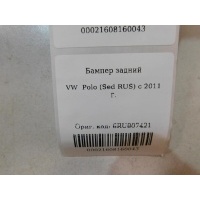 Бампер задний Volkswagen Polo (Sed RUS) 2011- 6RU807421