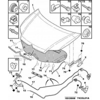 трос капота citroen c4 peugeot 307