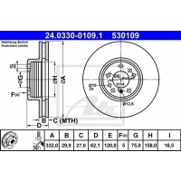 24.0330 - 0109.1 ate - диск тормозной bmw
