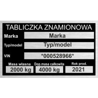 Табличка znamionowa zastępcza с wypełnieniem