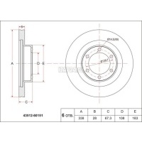Диск тормозной передний вентилируемый Toyota GX470 (2002 - 2009) 4351260151