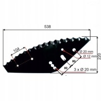 Nóż для paszowozu 538x220x5 диаметр отверстия 20mm