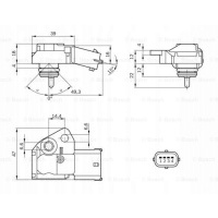 Bosch 0 261 230 109 Czujnik , ciśnienie w kolektorze dolotowym