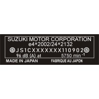 Табличка znamionowa zastępcza motocykl suzuki
